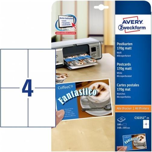 Image du produit Avery Cartes postales (170 g/m², A4, 25 x)