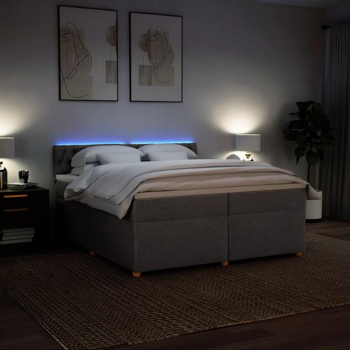 Produktbild VidaXL Boxspringbett Doppelbett Polsterbett Bett Matratze Taupe 200x200cm Stoff (200 x 200 cm, 200 x 200 cm)