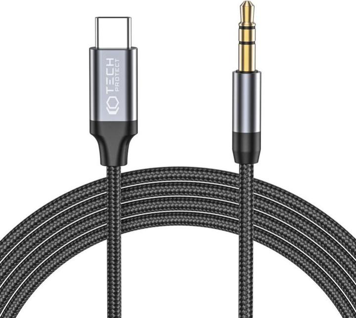 Produktbild Tech-Protect Kabel USB USB-C - Mini-Klinke 3,5 mm 1 m Schwarz (THP1582) (1 m, USB, 3.5mm Klinke (AUX))