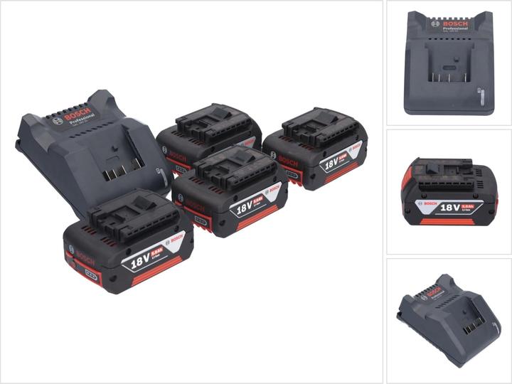 Bosch Professional Bosch GAL 18V-20 Akku LadegerÃ¤t 10,8 - 18 V 2 AÂ ( 2607226281 ) + 4x GBA 18 V 5,0 AhÂ Akku ( 4x 26 (18 V)