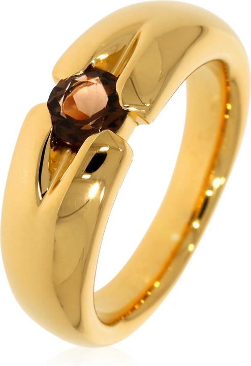 Image du produit Xen Bague avec 5 mm de quartz fumé env. 0,50 ct. plaqué or jaune (52, Argent 925)