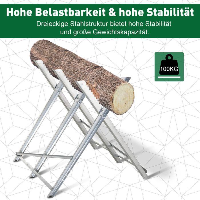 Image du produit Swisshandel24 Chevalet de scie à chaîne pliant Cadre de scie pour bois de chauffage Métal argenté 83 x 83 x 79 cm (83 cm, 83 cm)