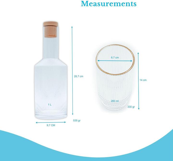 Image du produit Intirilife Set carafe en verre avec bouchon et 4 verres (1.70 l)