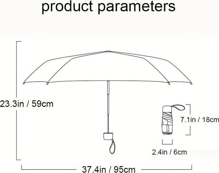 Valeurs nutritives et ingrédients Alopini Mini-parapluie plat manuel cinq places léger pour les journées ensoleillées et pluvieuses