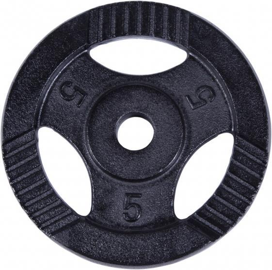 Gorilla Sports Hantelscheibe Guss Gripper Schwarz 0,5-20 KG (1 x 5 kg)