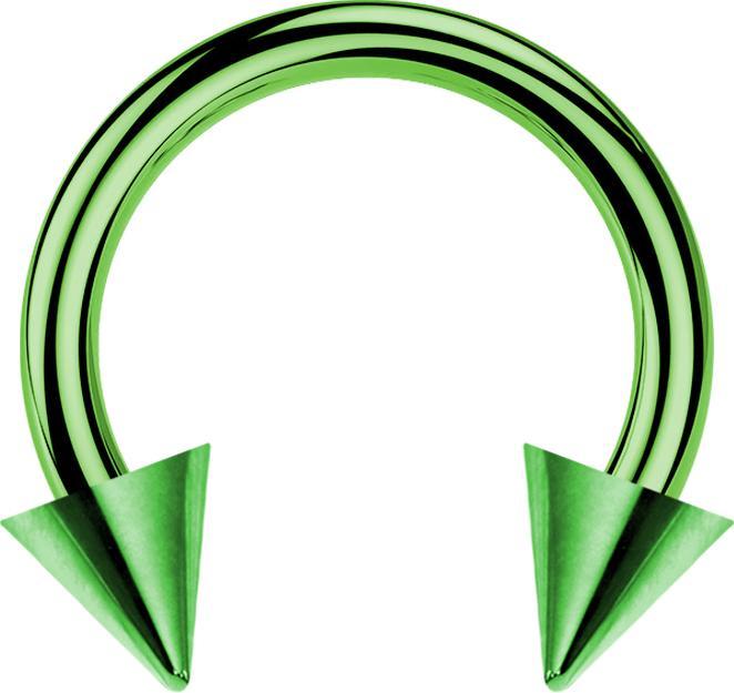 Star Piercing Circular Barbell grün mit zwei Cones (Titan G23, ohne Messing)