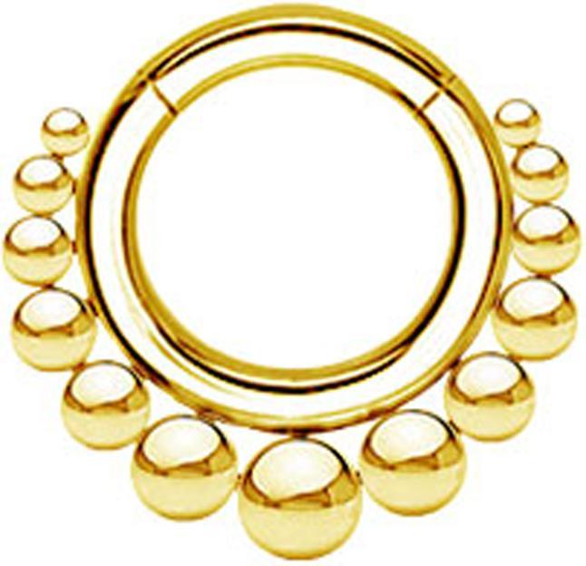 Star Piercing Segmentring klappbar vergoldet Kugeln (Chirurgenstahl 316L)