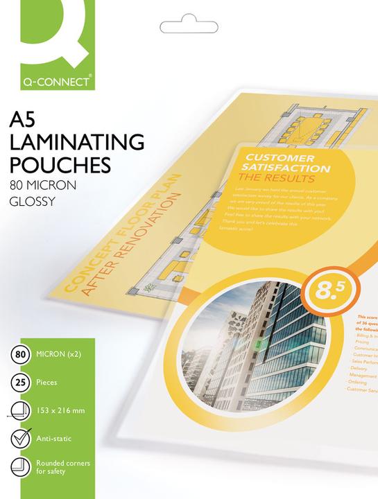Immagine prodotto Q-Connect Film di laminazione lucidi (A5, 25 Pezzo/i, 80 µm)