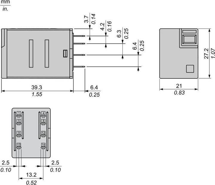Productafbeelding Schneider Miniatuur relais, Easy Harmony RXM2L, 5A, 2W, 24V DC, met LED RXM2LB2BD