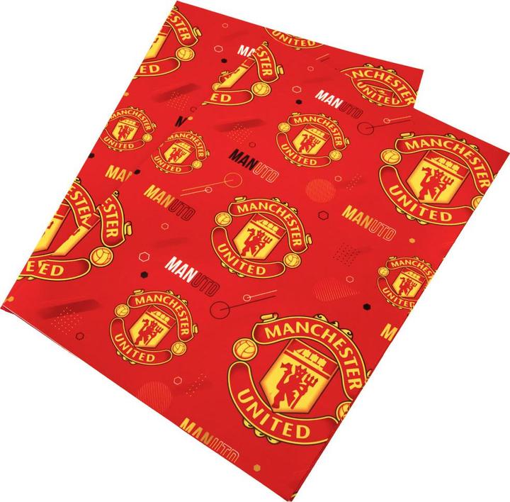Actual product image Manchester United FC Text Gift Wrap Sheets (Pack of 2) (Wrapping paper, 2 x)