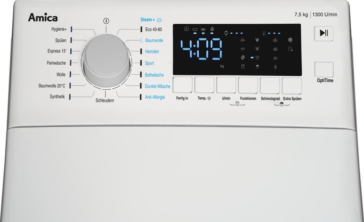 Actual product image Amica Top Loader Washing Machine WT 473 710 Capacity 7.5 kg 1300 rpm (7.50 kg, Downwards)