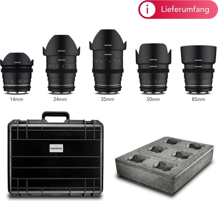 Actual product image Samyang MF 14/24/35/50/85 MK2 VDSLR case set Canon EF (Canon EF)