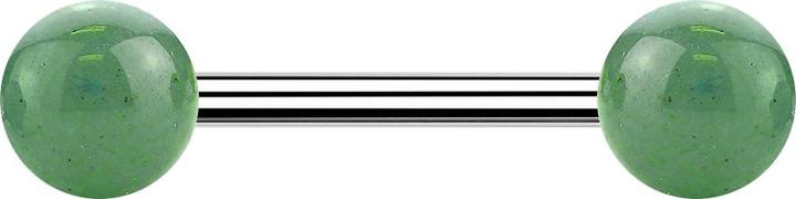 Image du produit Star Piercing Barbell avec deux boules de pierre de jade (Minéral, Acier chirurgical 316L, sans laiton)