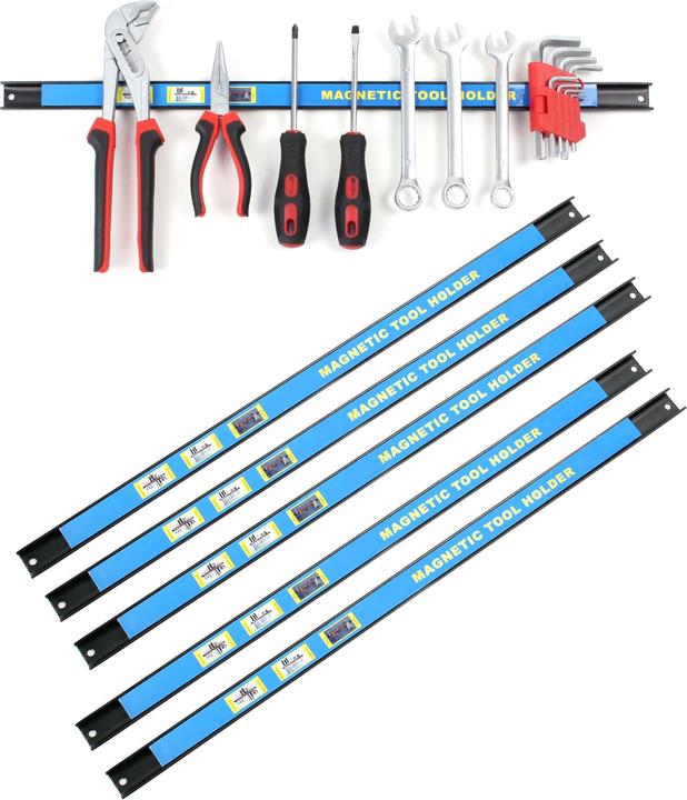 Image du produit Wiltec Kit Barres Porte-outils 6x61cm Barres magnétiques Acier Rangement accessoires Atelier Montage mural