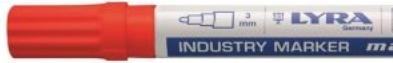 Actual product image Lyra industrimarker 3mm rød - m/hurtigttørrende maling og indvendig kugle (Red, 3 mm, 10 x)