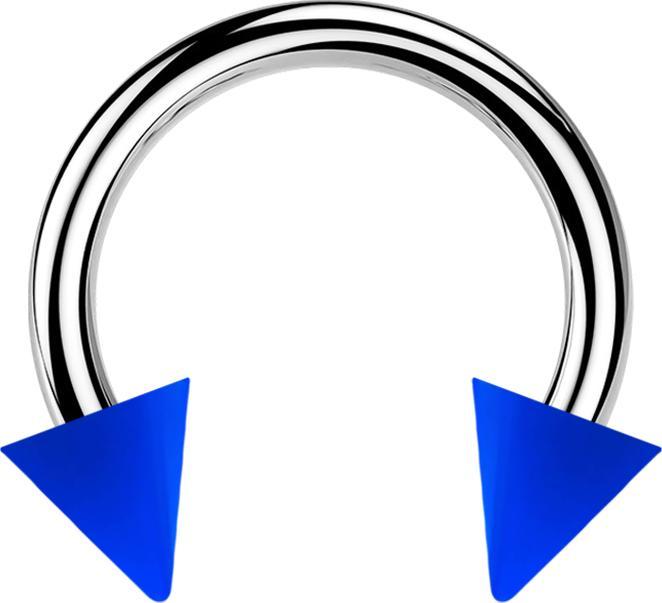 Star Piercing Micro Circular Barbell silber mit zwei Cones dunkelblau (ohne Messing, Acryl, Chirurgenstahl 316L)