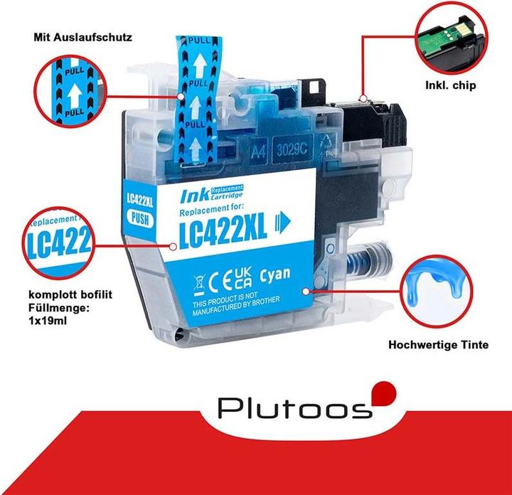 Image du produit Plutoos Brother LC-422XL Cartouche compatible, jeu de 4 couleurs LC-422 XL
