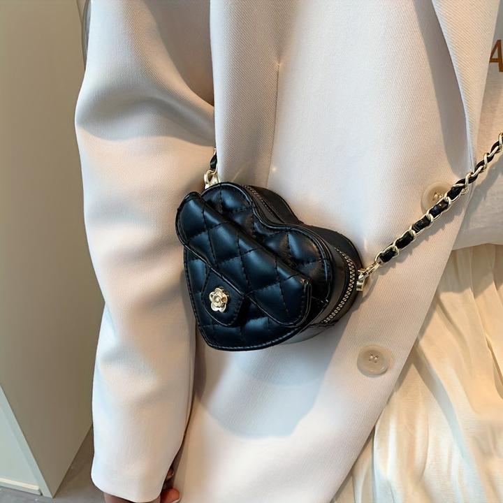 Produktbild Only-Bags.Store Herzförmige Mini-Kreuztasche, Mode bestickte PU-Ledertasche, niedliche trendige Accessoire