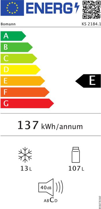 Energy Label Bomann Refrigerator KS 2184 S (115 l)
