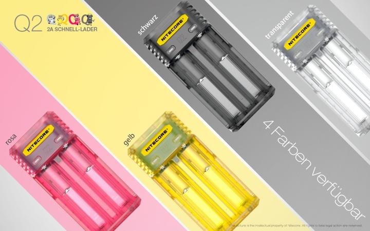 Actual product image Nitecore Q2 - Quick charger for Li-Ion batteries, 2 shaft chargers - 4 colours to choose from (Chargers without battery)