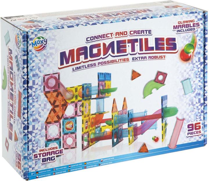 Image du produit Grafix Jouets de construction Carreaux magnétiques XL avec sac de rangement, 96 pièces.