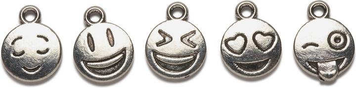 VBS Charms-Anhänger "Emoticon", 5er-Set (Metall)