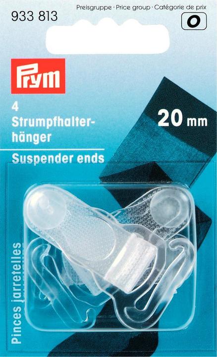 Produktbild Prym Strumpfhalter-Hänger, transparent Kunststoff, 20 mm, Karte 4 Stk.