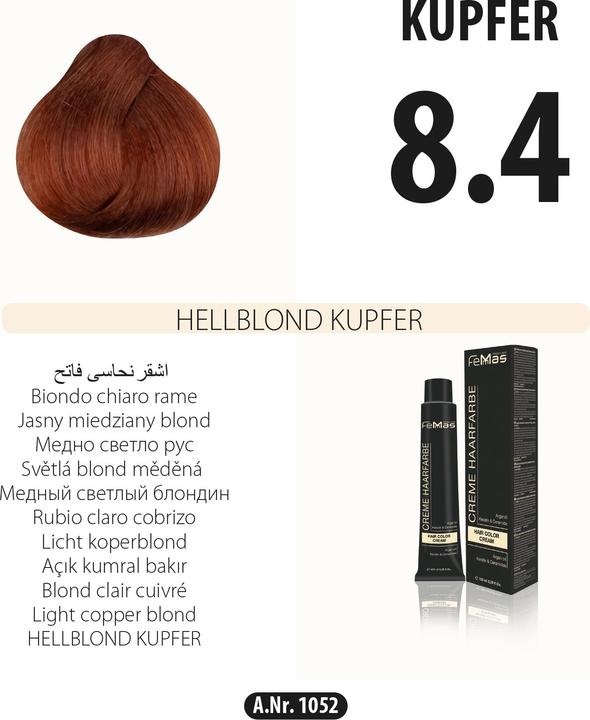 Image du produit FemMas 5.4) Couleur de cheveux brun clair cuivre 100ml (Cuivre Helbraun)