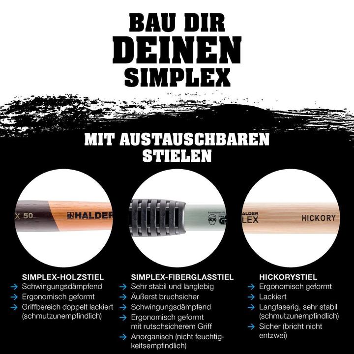 Produktbild Halder SIMPLEX-Schonhammer Tempergussgehäuse Holzstiel (2775 g)