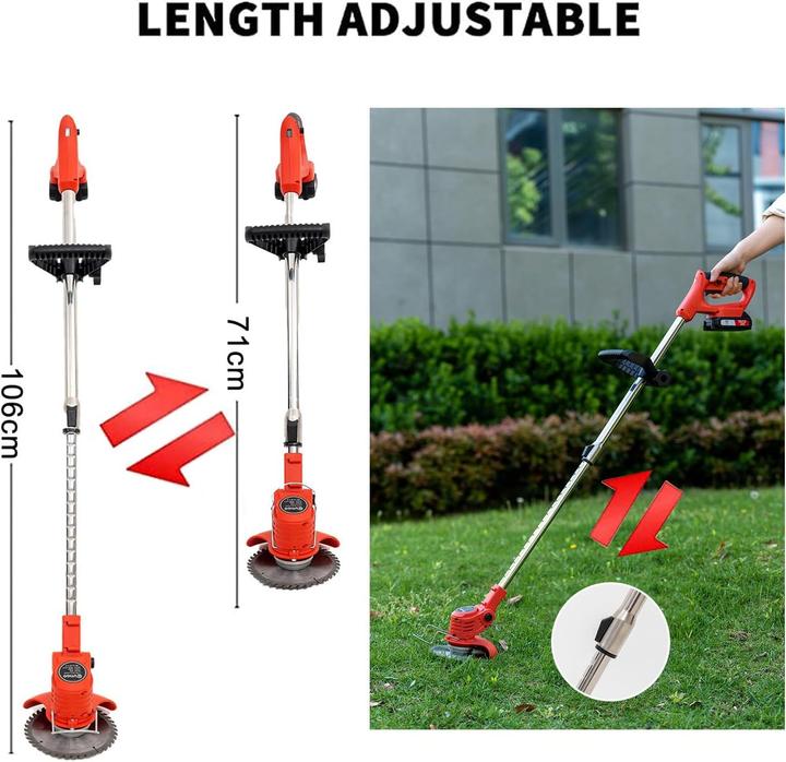 Produktbild Outigo Akku-Rasentrimmer mit 2 Akkus und 4 Messertypen (Metallschneideblatt)