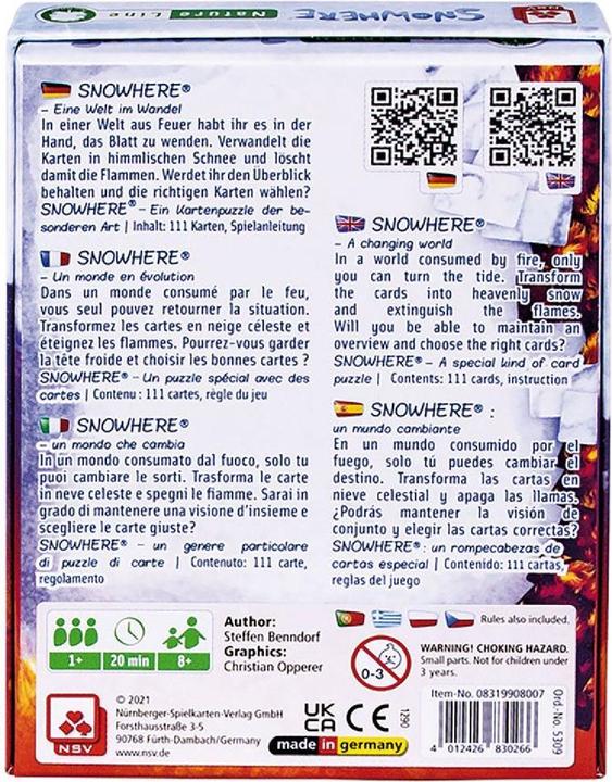 Nutritional values and ingredients Snowhere (French)