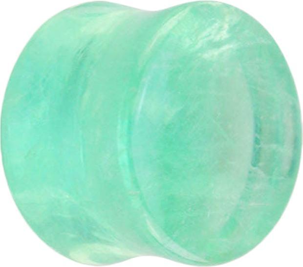 Star Piercing Flared Plug aus grünem Fluorit (ohne Messing, Mineralisch)