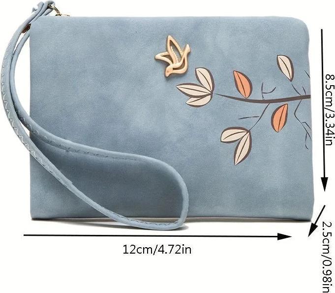 Image du produit Only-Bags.Store Stilvolle kurze Brieftasche mit Handschlaufe - Kartenhalter mit Blumenmuster in Beige, kompakte