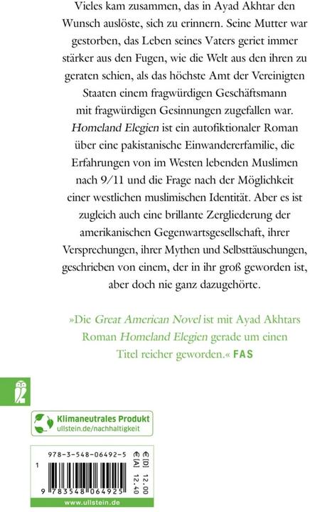 Produktbild Homeland Elegien (Deutsch, Ayad Akhtar, 2021)