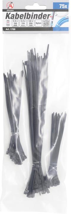 Produktbild BGS Kabelbinder-Sortiment (Kunststoffkabelbinder, 200 mm, 75 Stk.)
