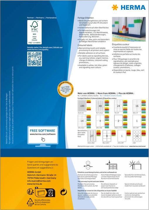 Produktbild HERMA Farbige Etiketten A4