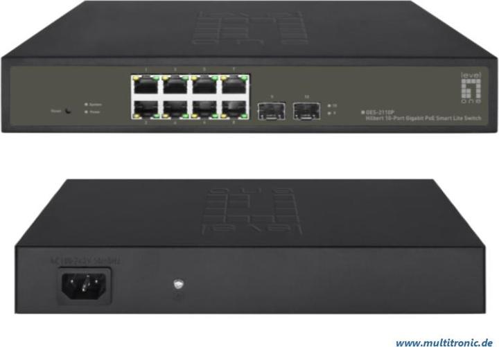 Actual product image LevelOne Switch 8x GE GES-2110P 2xGSFP 8xPoE+ (8 Ports)