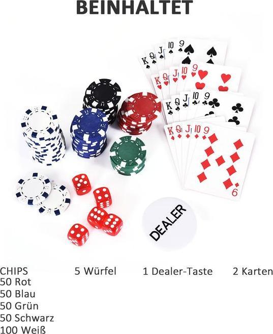 Immagine prodotto Swisshandel24 Valigetta da poker Set da poker 300 fiches 2x pacchetto di carte 5x dadi 1x valigetta in alluminio