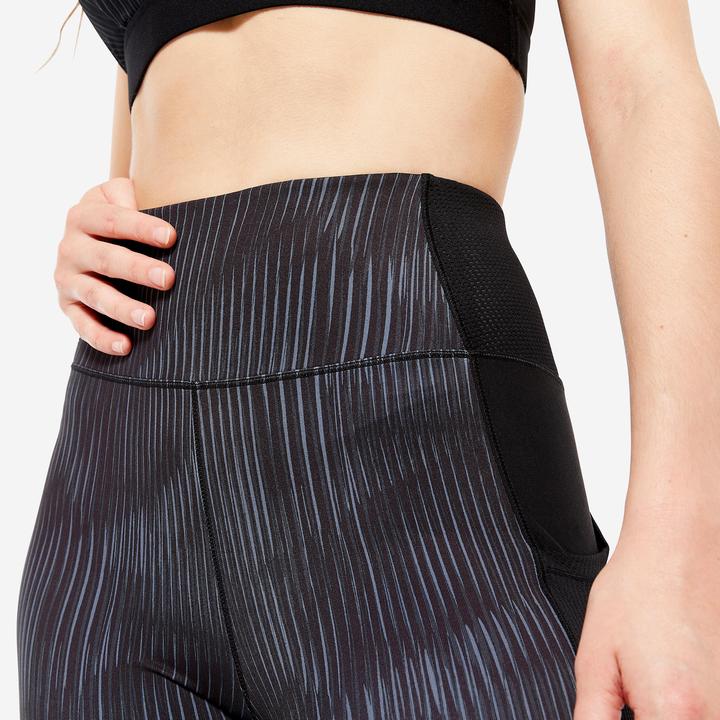 Produktbild Domyos Leggings Damen mit Smartphonetasche - FTI 120 grau/schwarz bedruckt (M)