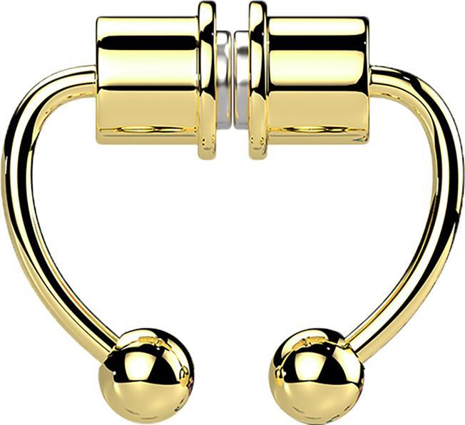 Actual product image Star Piercing Fake Septum Magnet Gold Plated Circular Barbell with Two Balls (316L surgical steel in material thickness 1.0 mm)