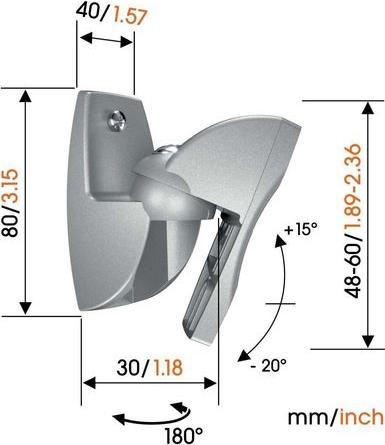 Produktbild Vogels Wandhalterung VLB 500 Silber (1 Paar, Wandmontage, Drehbar, Neigbar)