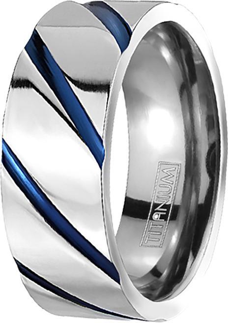 Produktbild Star Piercing Ring silber gestreift blau (69)