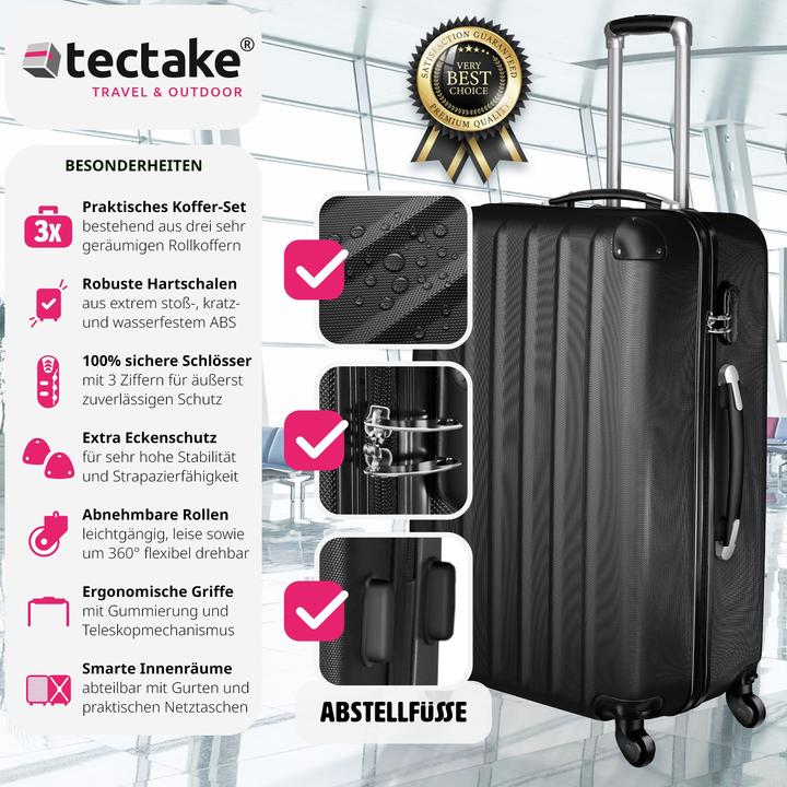 Produktbild tectake Hartschalenkofferset (95 l, M (50 - 90l), L (90 - 115l))