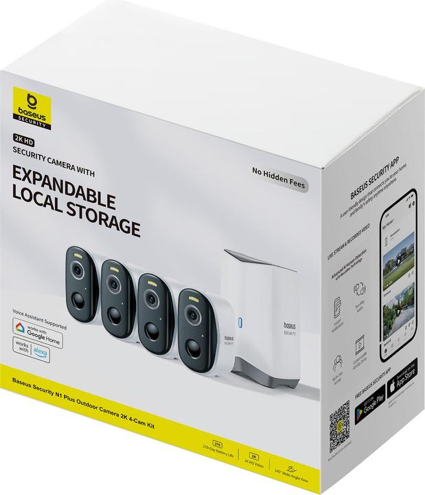 Immagine prodotto Baseus Outdoor Camera N1 Plus Camera 2K 4-Cam Kit White (2304 x 1296 Pixels)