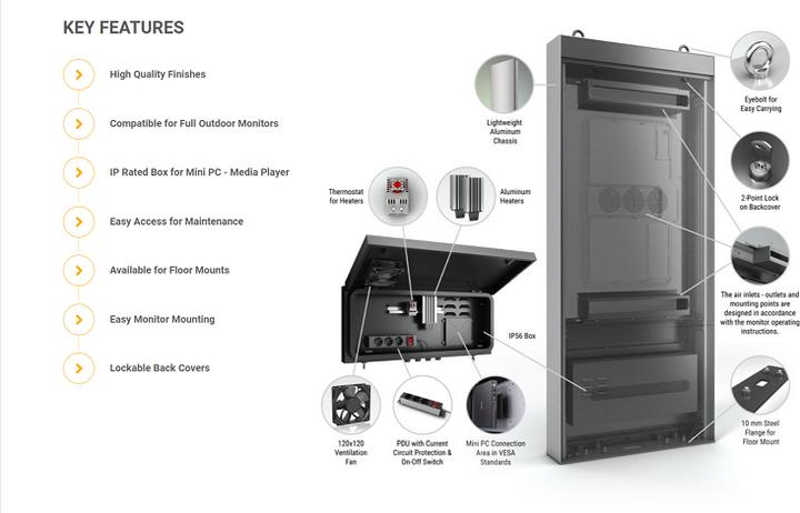 Actual product image DSS Outdoor stele portrait, 75" screen, aluminium