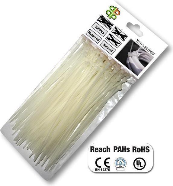 Actual product image Bradas 100 pcs.professional cable ties transparent 7,6 x 350mm nylon industrial quality cable straps (350 mm, 100 pcs.)