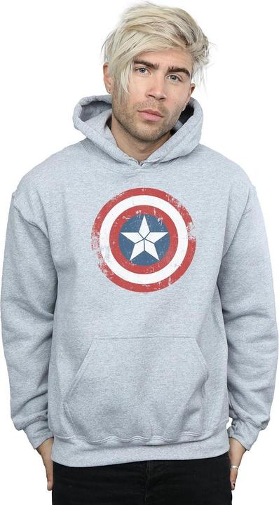 Actual product image Mens Captain America Civil War Distressed Shield Hoodie (XXL)
