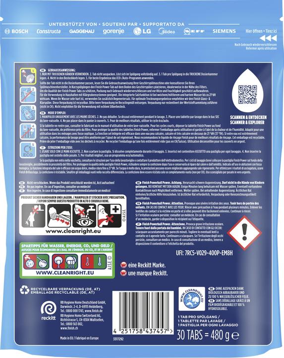 Actual product image Finish Power Spülmaschinentabs, 30 Tabs (Tabs, 30 x)