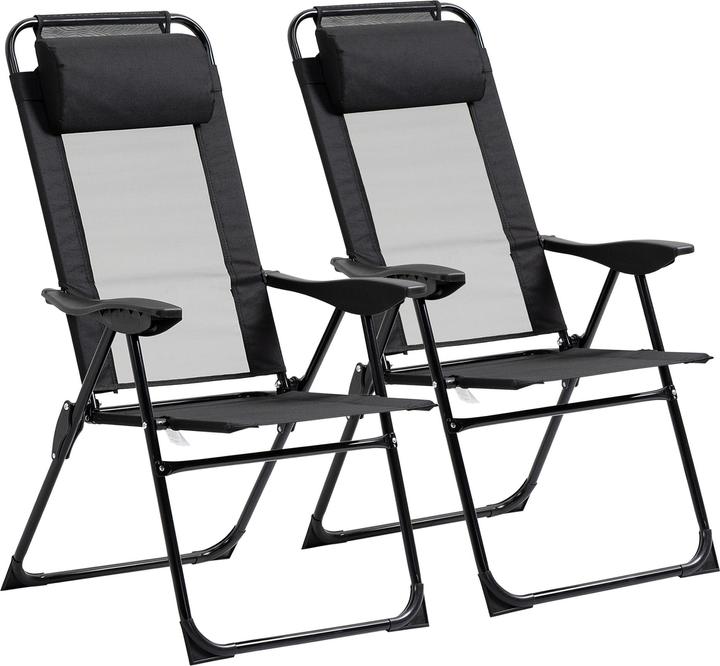 Image du produit Outsunny Kit chaise pliante avec coussin de nuque et dossier réglable