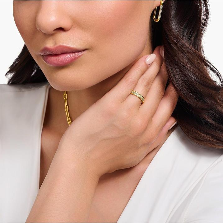 Produktbild Thomas Sabo Bandring mit weissen Steinen vergoldet (56, 925 Silber)